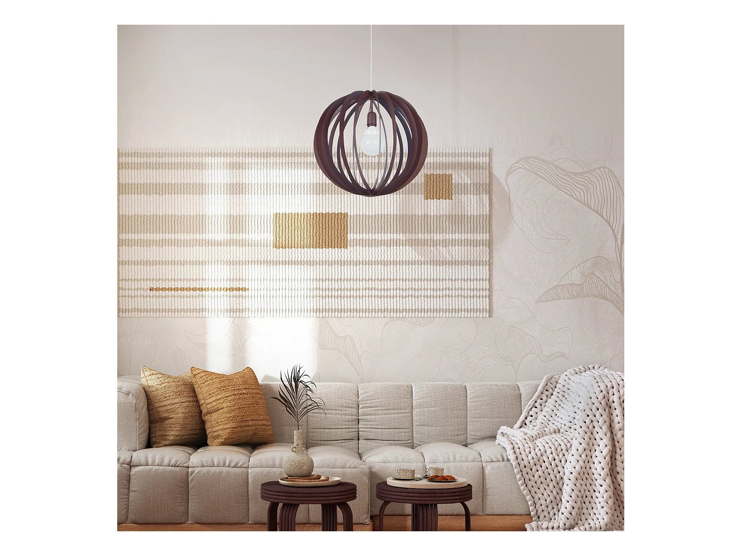 Suspensión  TOSEL ,metal,Marrón,A 110x D50xP50cm