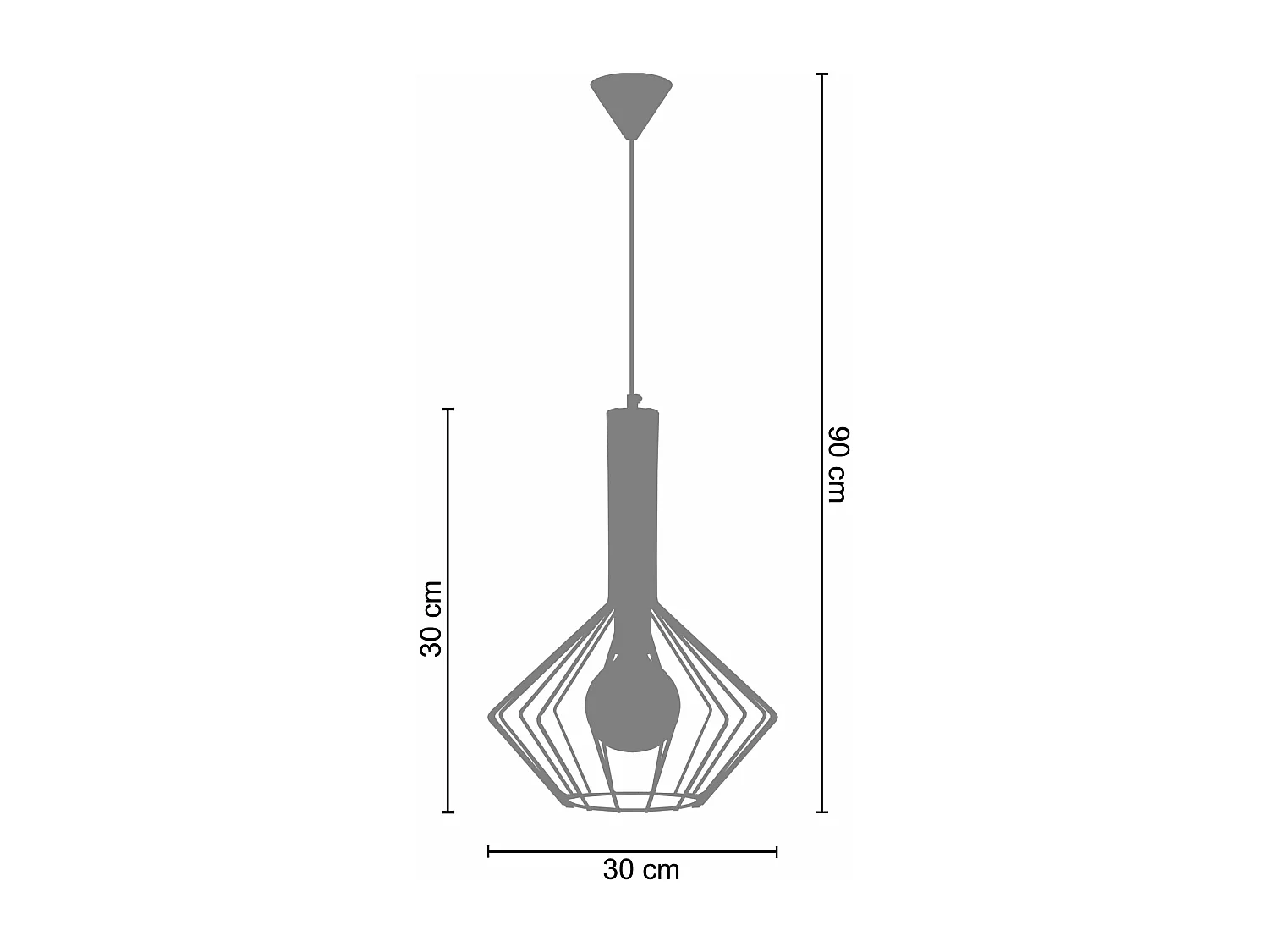 Suspension filaire métal  rouge 90 cm.