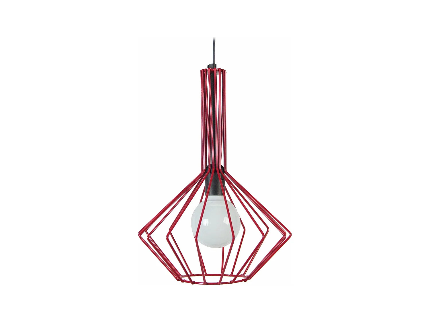 Suspension filaire métal  rouge 90 cm.