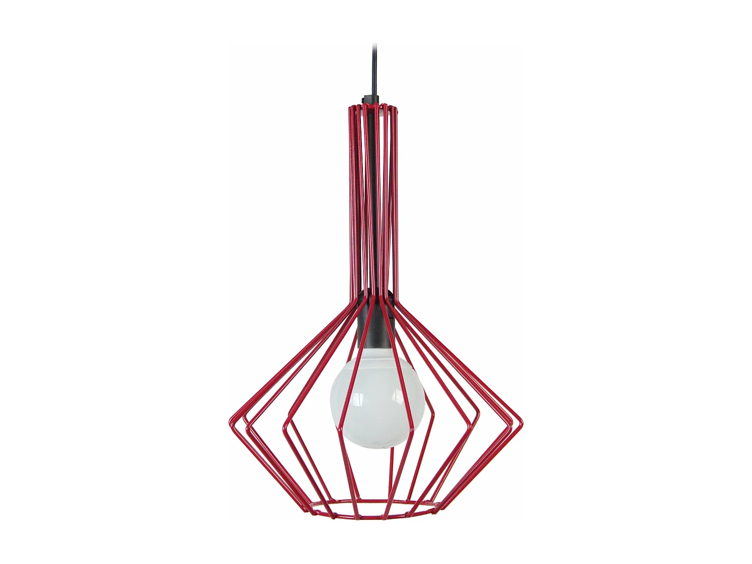 Suspension filaire métal  rouge 90 cm.