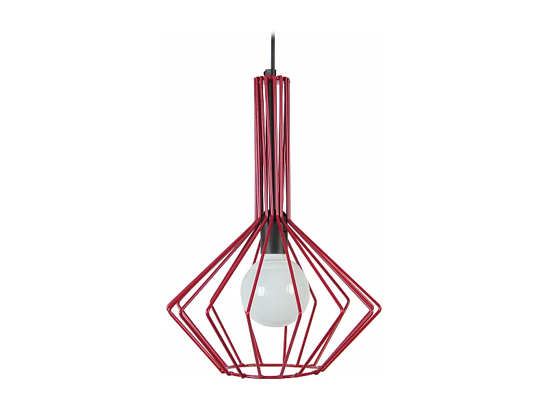 Suspension filaire métal  rouge 90 cm.