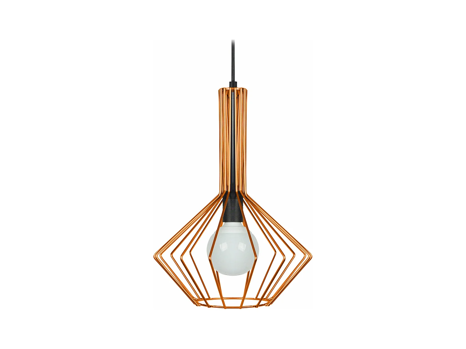 Suspension bicone filaire métal  cuivre 90 cm.