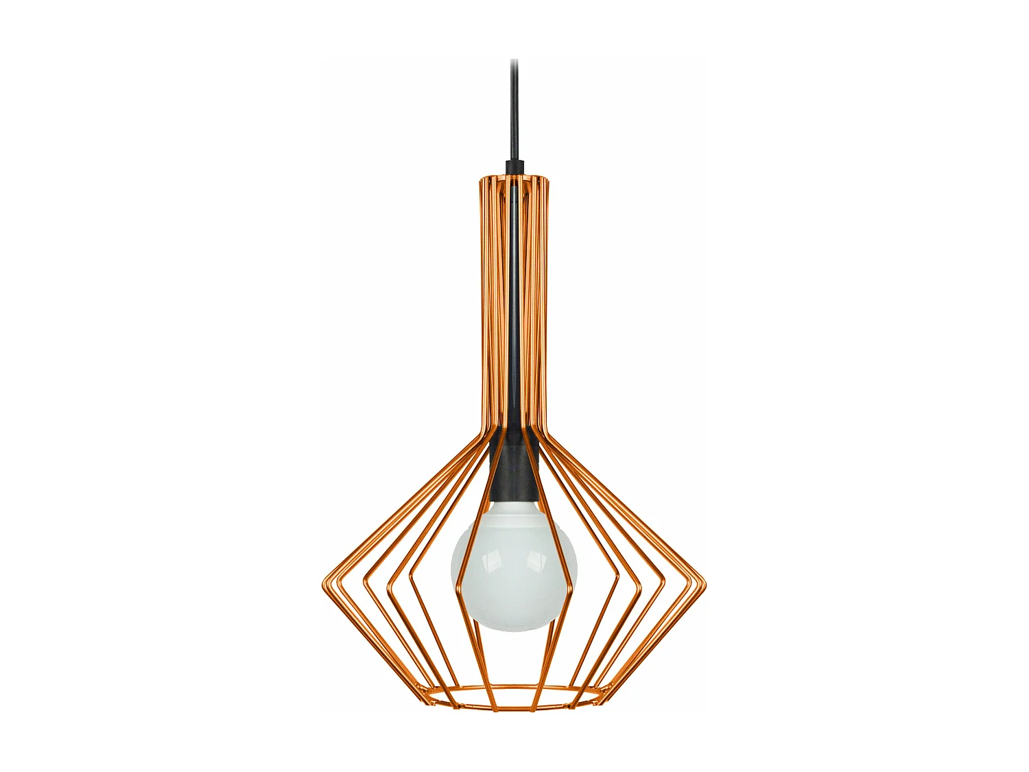 Suspension bicone filaire métal  cuivre 90 cm.