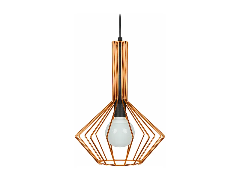 Suspension bicone filaire métal  cuivre 90 cm.