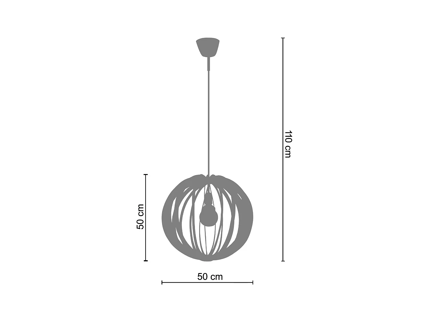 Suspensión  TOSEL ,metal,Aluminio ,A110xD50xP50cm