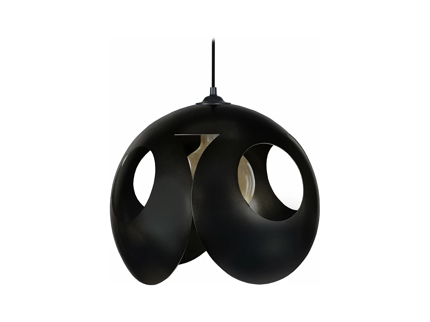 Suspension sephere métal  noir 80 cm.