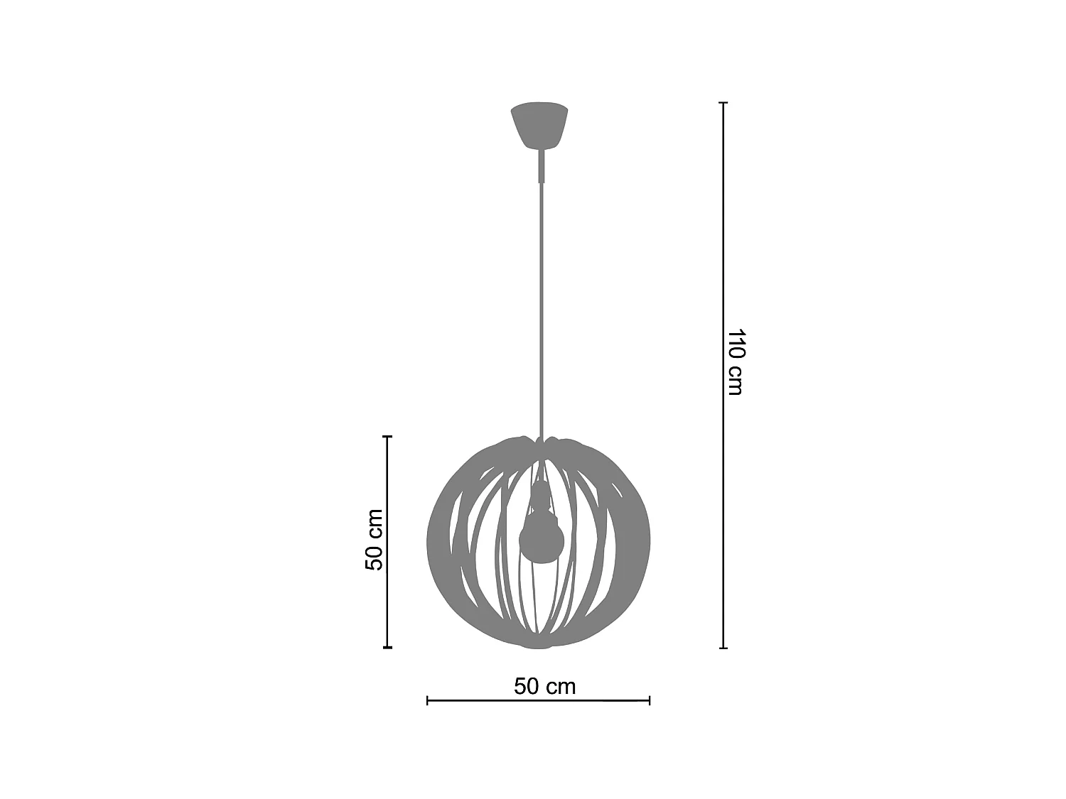 Lampadario a sospensione  metallo globo HOLLYWOOD rosso  D'50cm