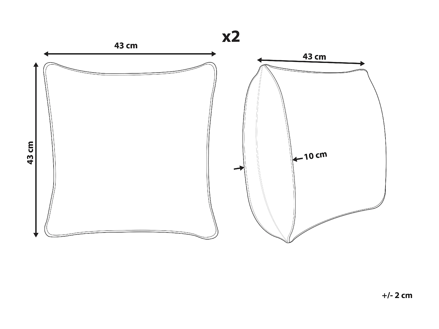 Set aus 2 dekorative Kissen aus Cord 43 x 43 cm Cremeweiß Millet