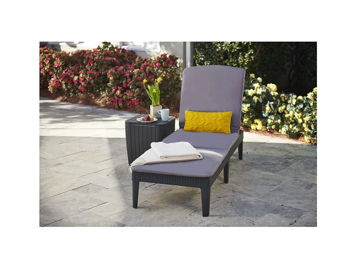 Sonnenliege mit Auflage Jaipur Graphitgrau