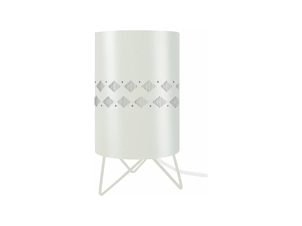 Lampe de chevet trépied métal  blanc 27 cm.