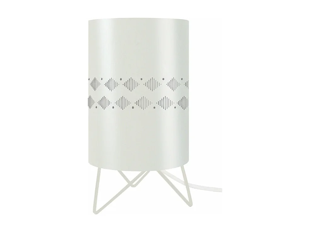 Lampe de chevet trépied métal  blanc 27 cm.