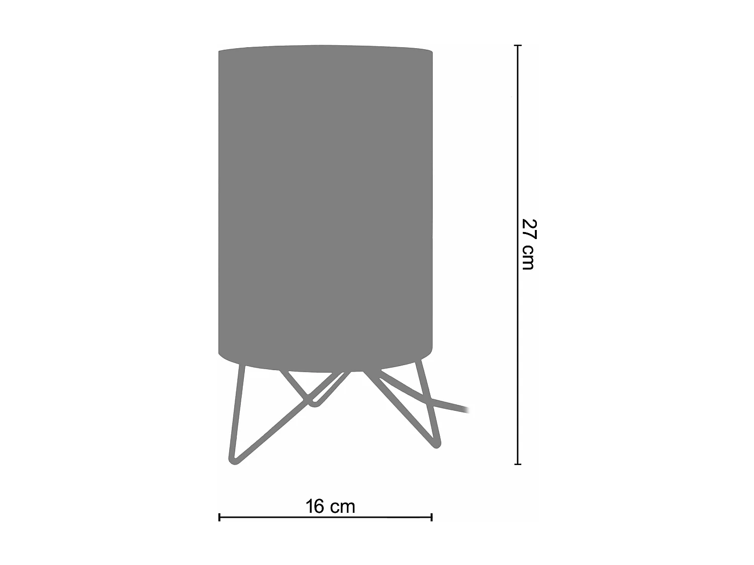 Lampe de chevet trépied métal  blanc 27 cm.