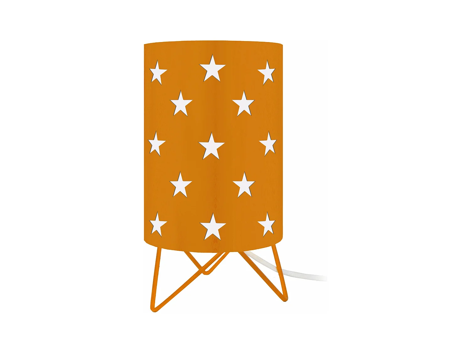 Lampe de chevet enfant trépied métal,  orange 27 cm.