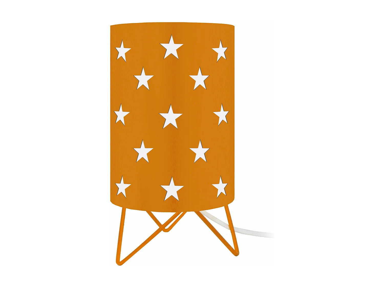 Lampe de chevet enfant trépied métal,  orange 27 cm.