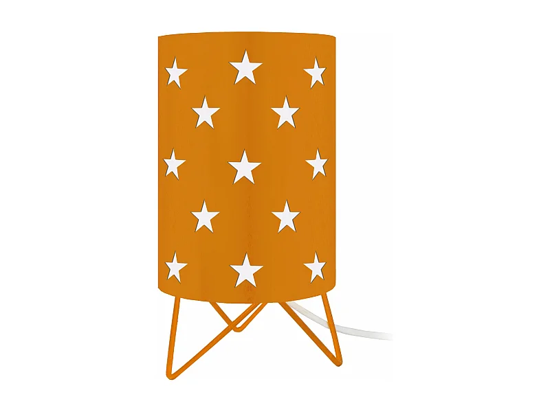 Lampe de chevet enfant trépied métal,  orange 27 cm.