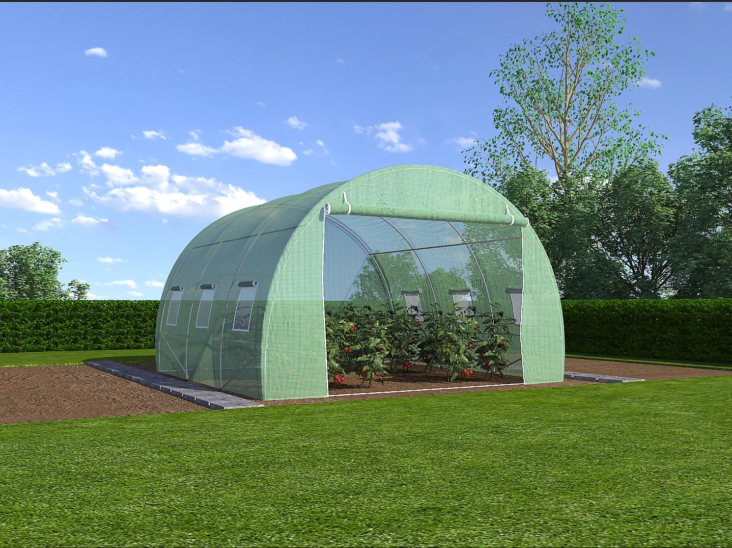 Couverture de rechange pour serre tunnel 9 m² - L300 x l300 x H200 cm - Vert - IPOMEA