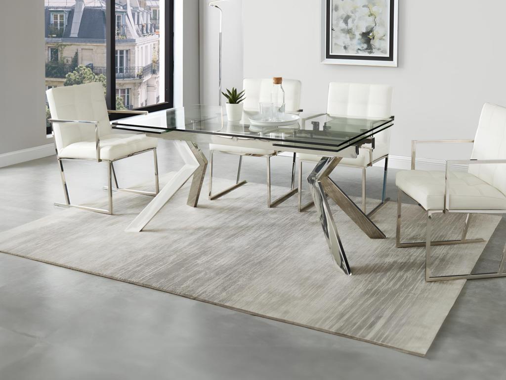Esstisch ausziehbar - 6 bis 8 Personen - Sicherheitsglas & Metall - VELIKA günstig online kaufen
