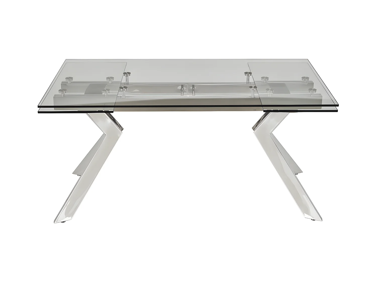 Uitschuifbare eettafel VELIKA - Gehard glas en metaal - 6 à 8 personen