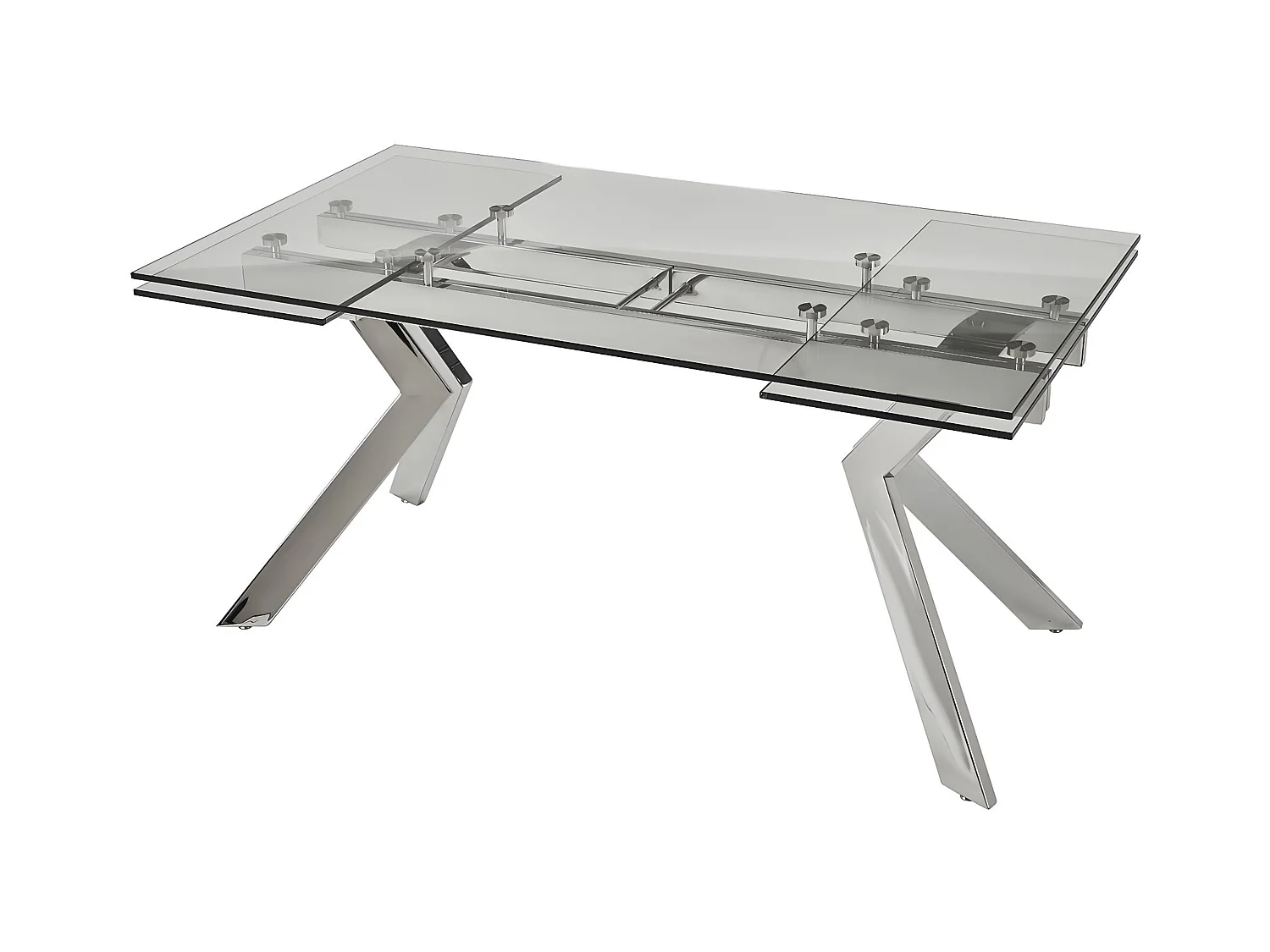 Uitschuifbare eettafel VELIKA - Gehard glas en metaal - 6 à 8 personen