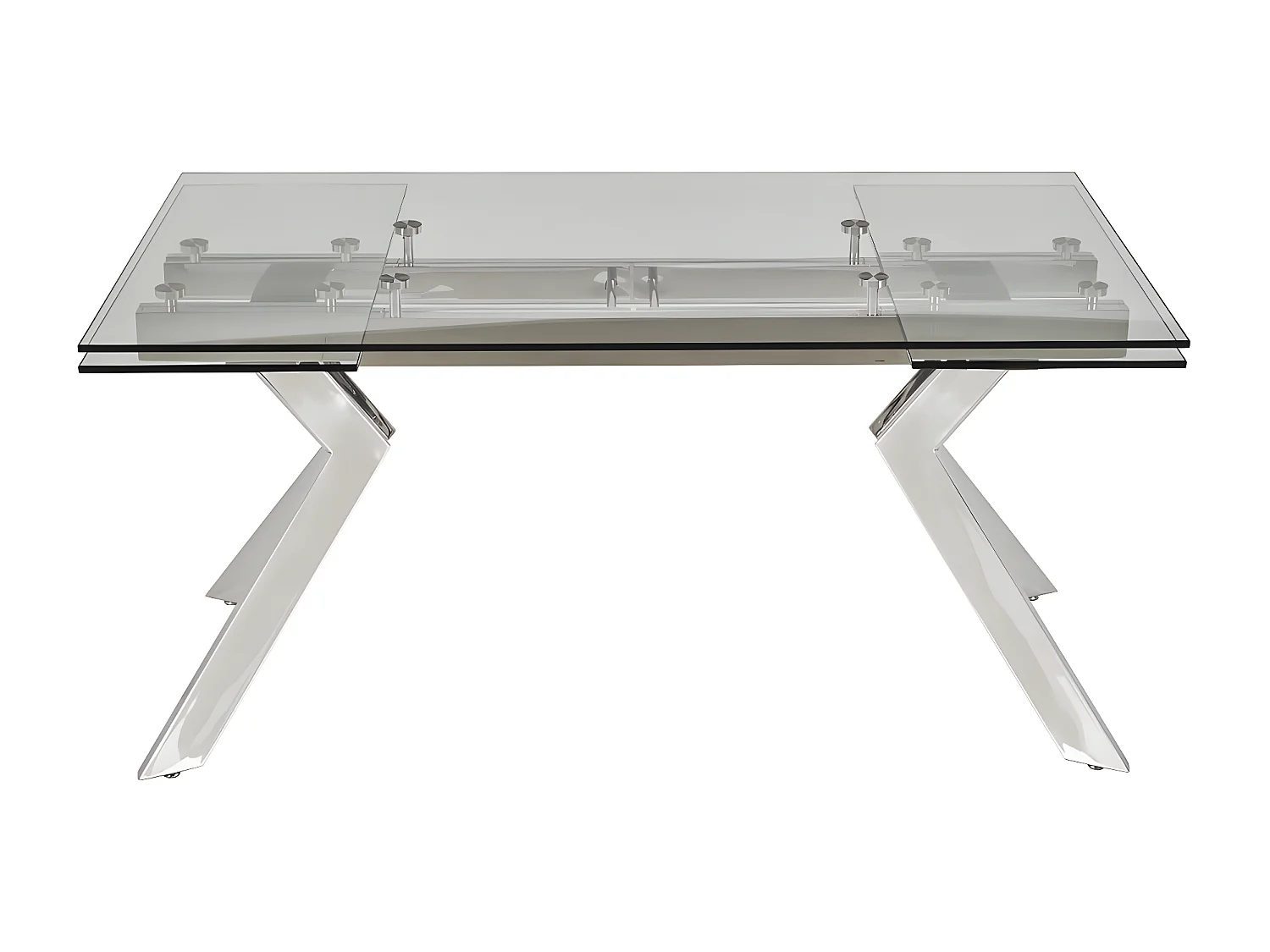 Uitschuifbare eettafel VELIKA - Gehard glas en metaal - 6 à 8 personen