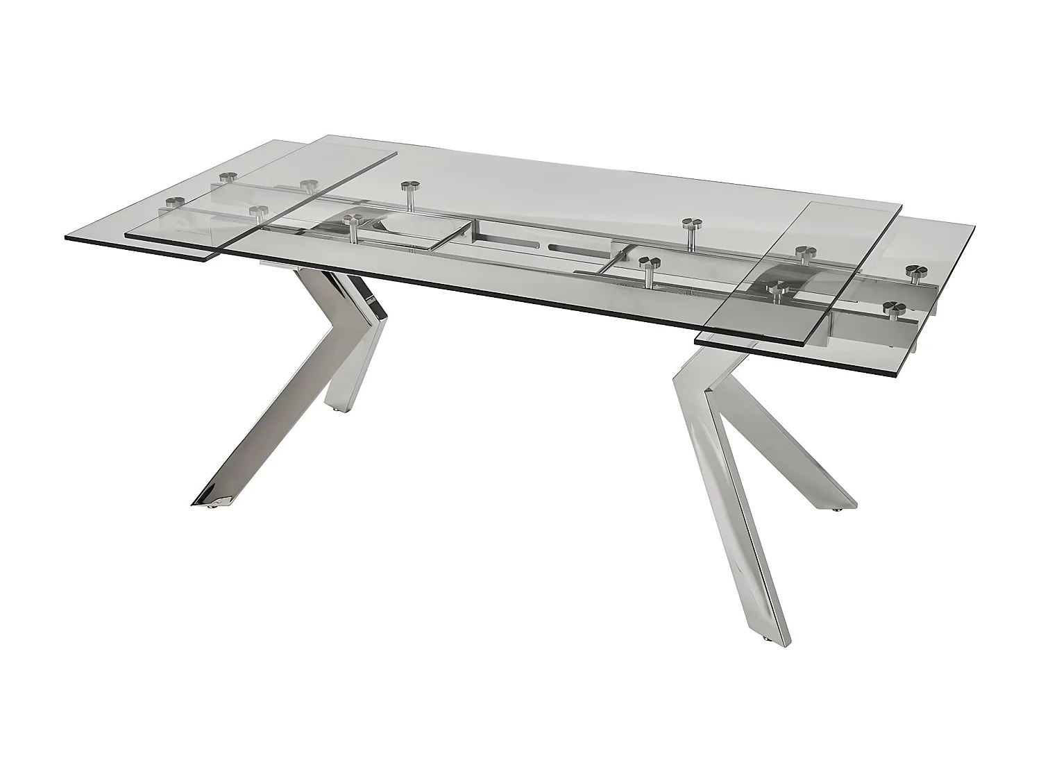 Uitschuifbare eettafel VELIKA - Gehard glas en metaal - 6 à 8 personen