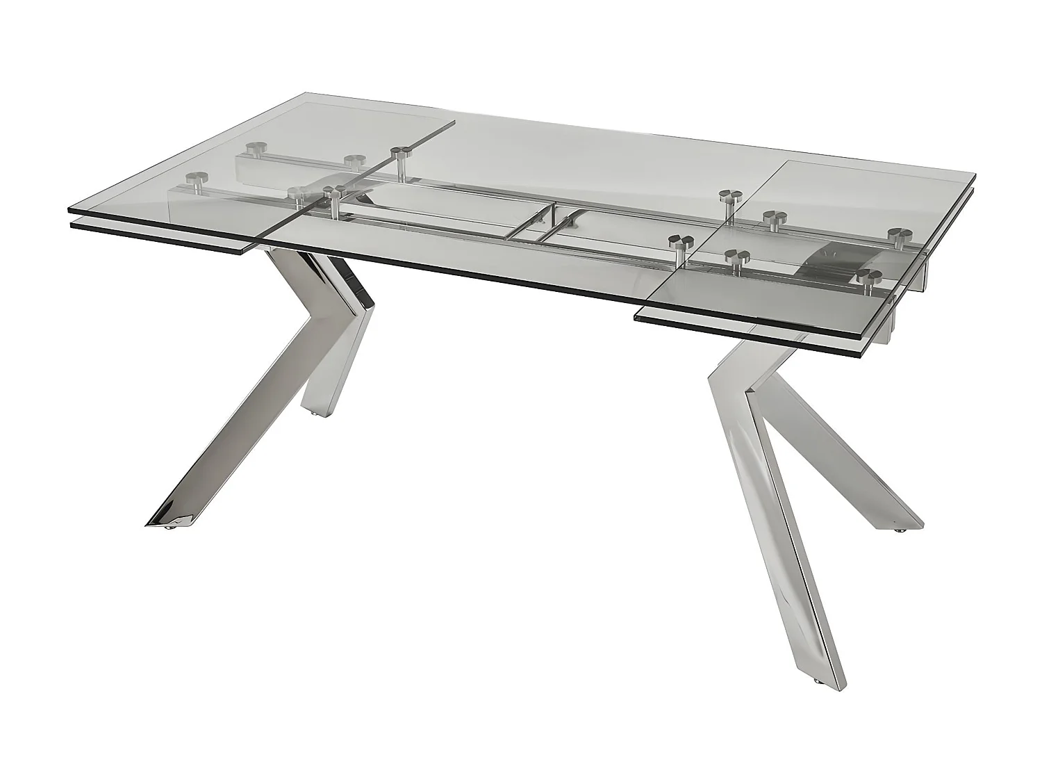 Uitschuifbare eettafel VELIKA - Gehard glas en metaal - 6 à 8 personen