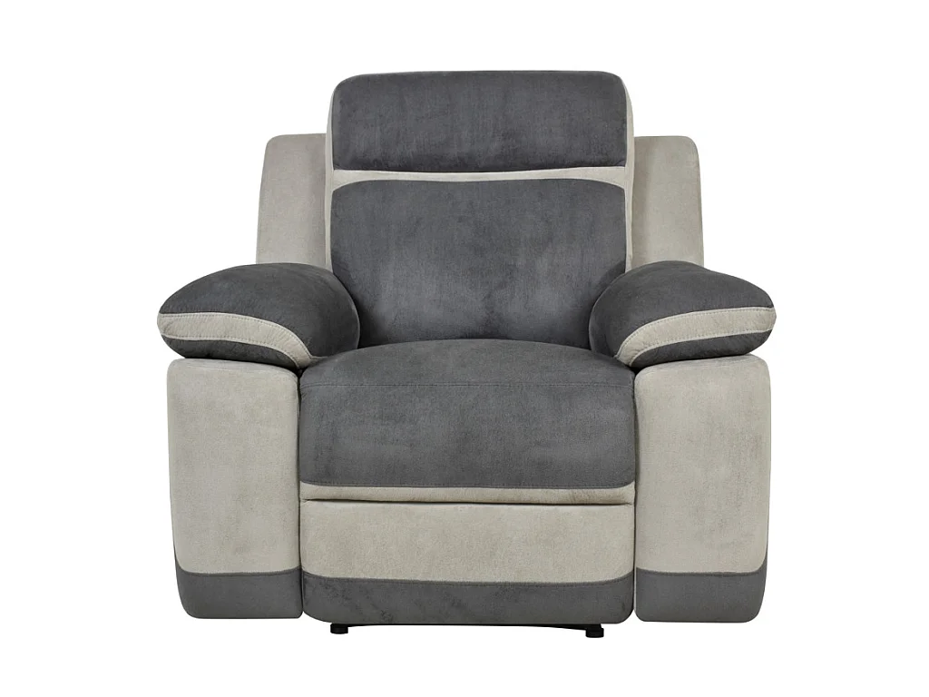 Canapé 3 places et un fauteuil relax en microfibre anthracite et bandes gris clair TALCA