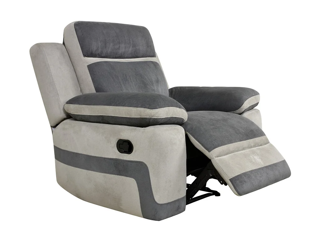 Canapé 3 places et un fauteuil relax en microfibre anthracite et bandes gris clair TALCA