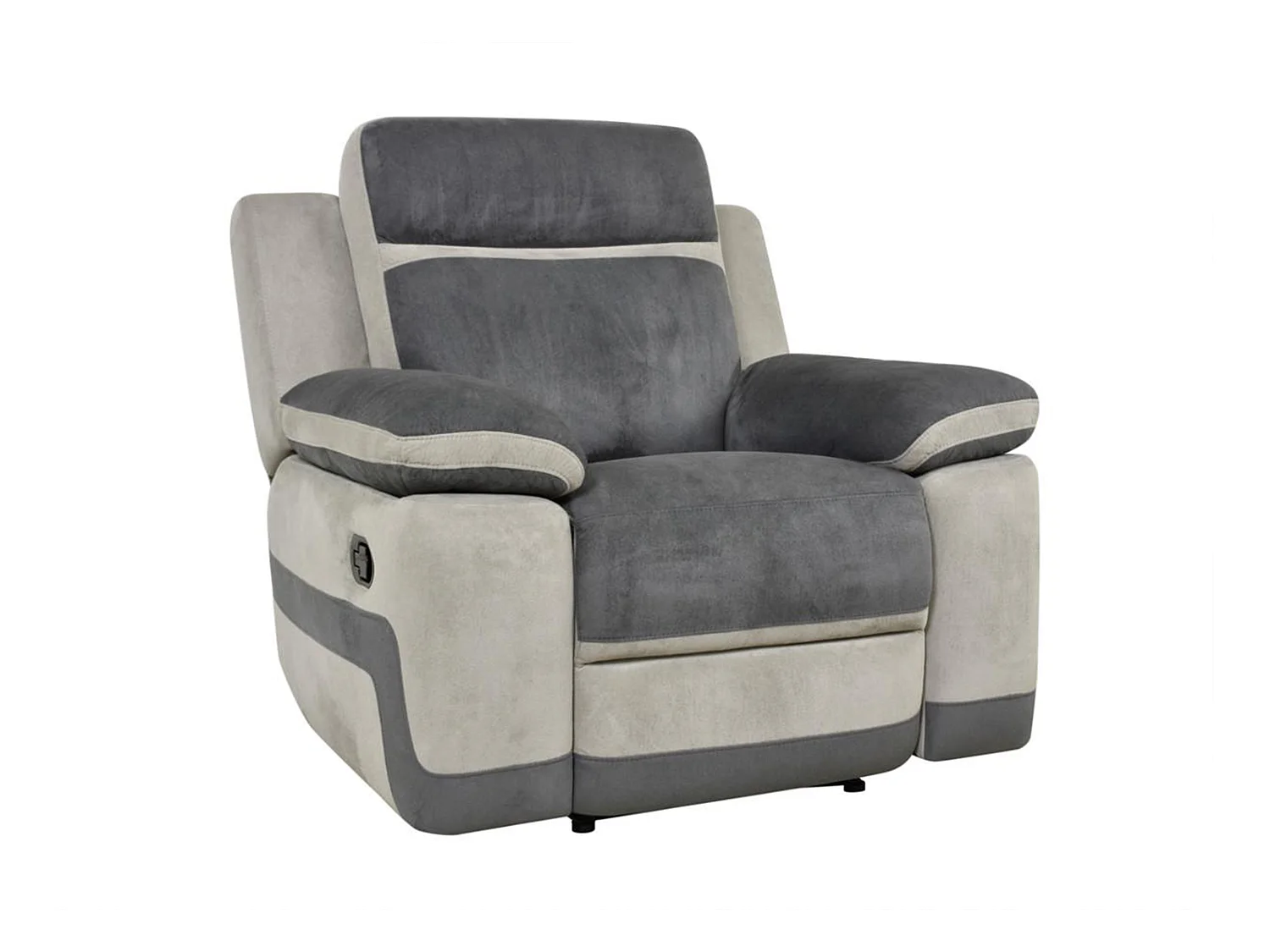 Canapé 3 places et un fauteuil relax en microfibre anthracite et bandes gris clair TALCA