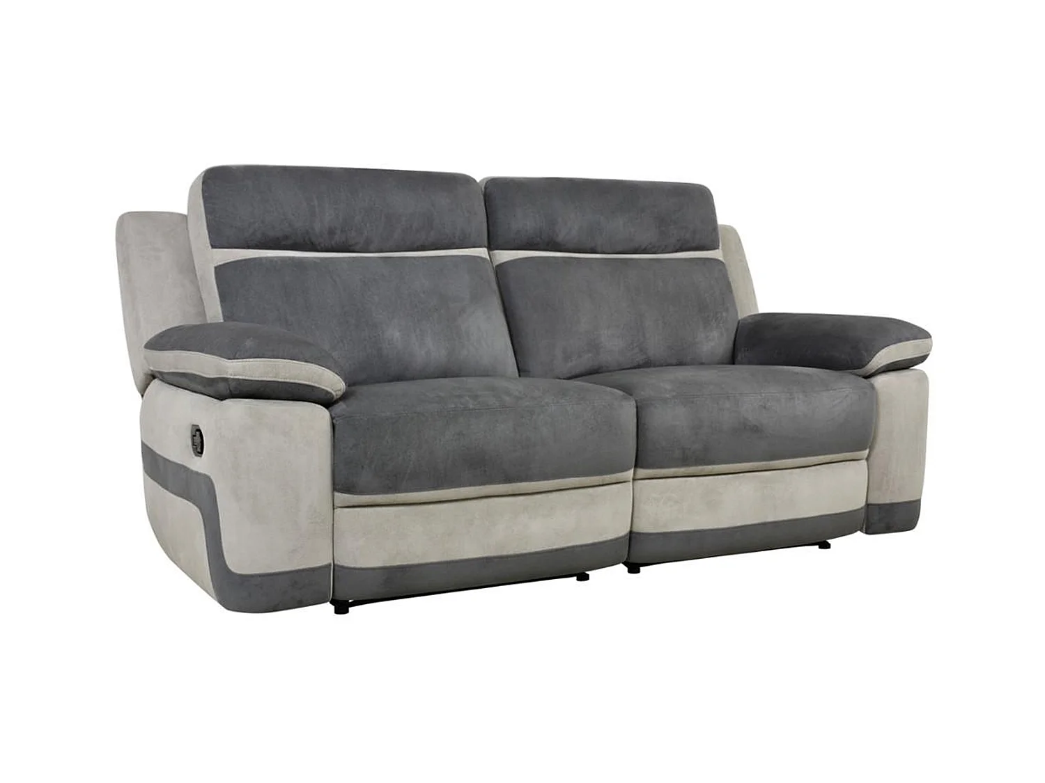 Canapé 3 places et un fauteuil relax en microfibre anthracite et bandes gris clair TALCA