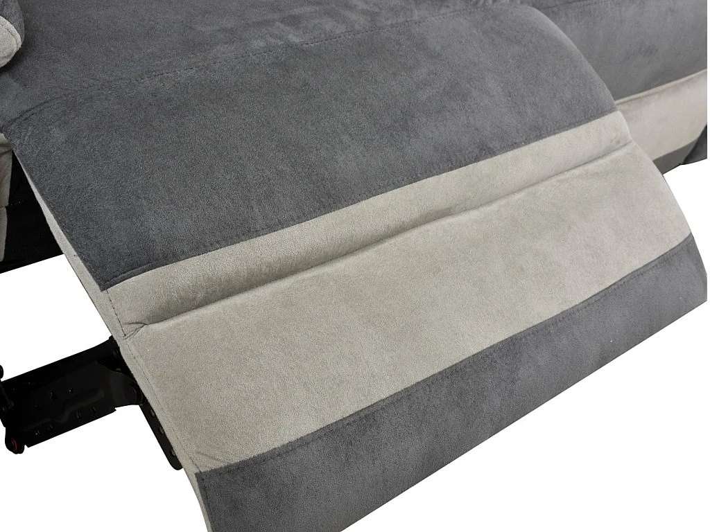 Canapé 3 places et un fauteuil relax en microfibre anthracite et bandes gris clair TALCA