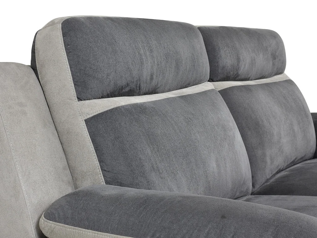 Canapé 3 places et un fauteuil relax en microfibre anthracite et bandes gris clair TALCA