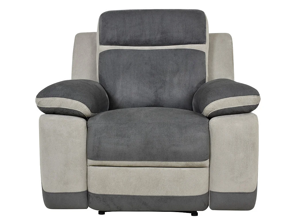 Canapé 3 places et un fauteuil relax en microfibre anthracite et bandes gris clair TALCA