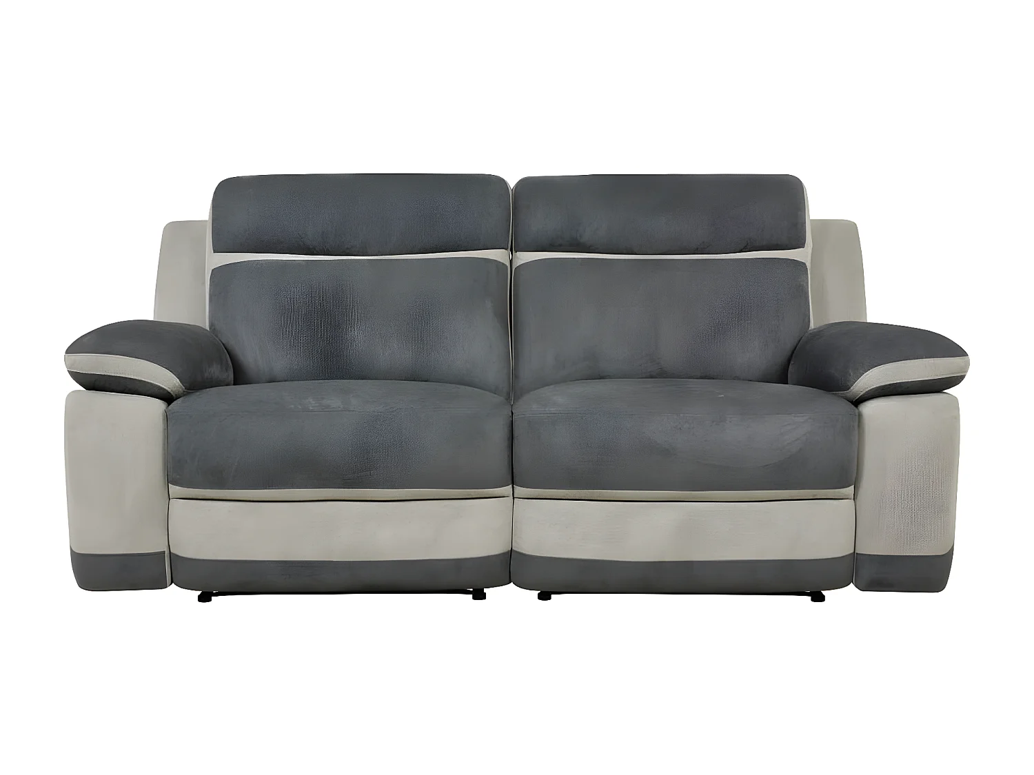 Canapé 3 places et un fauteuil relax en microfibre anthracite et bandes gris clair TALCA