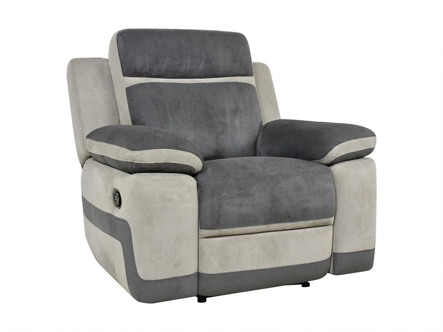 Canapé 3 places et un fauteuil relax en microfibre anthracite et bandes gris clair TALCA