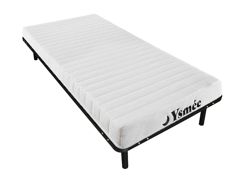 Set 90 x 190 cm sängram med ribbor + skummadrass 7 zoner tjocklek 12 cm - STELO KIDS från YSMÉE