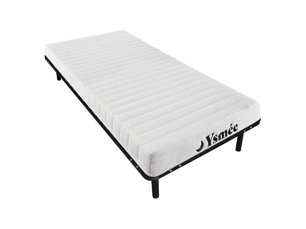 Ensemble 90 x 200 cm cadre à lattes + matelas mousse 7 zones ép.12cm- STELO KIDS de YSMÉE