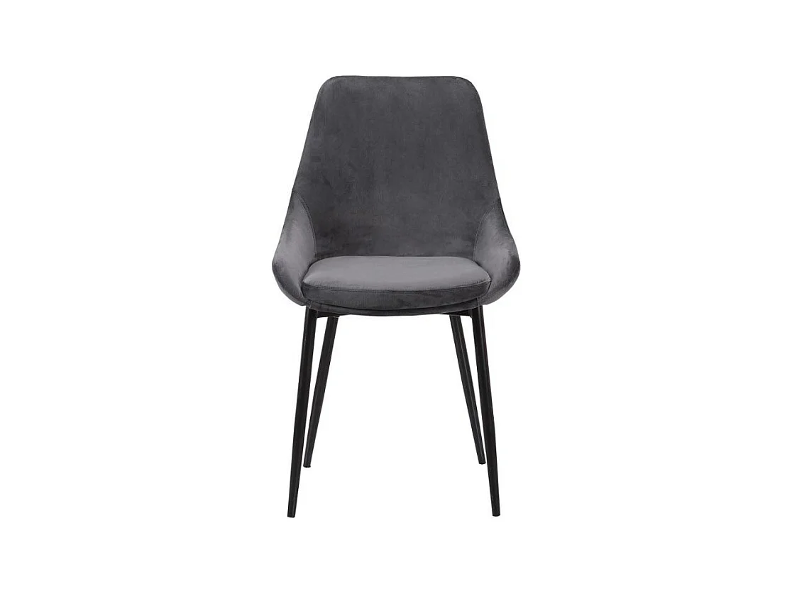 Stuhl 2er-Set - Samt & Schwarzes Metall - Anthrazit - MASURIE