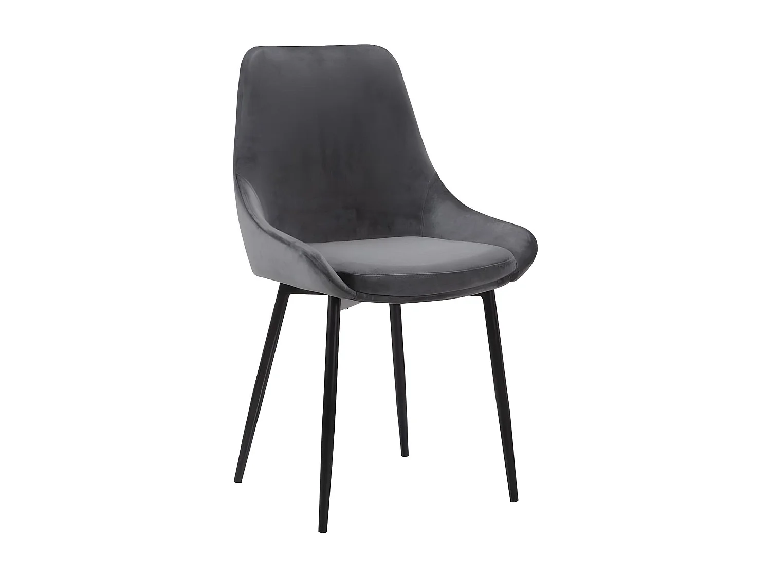 Stuhl 2er-Set - Samt & Schwarzes Metall - Anthrazit - MASURIE