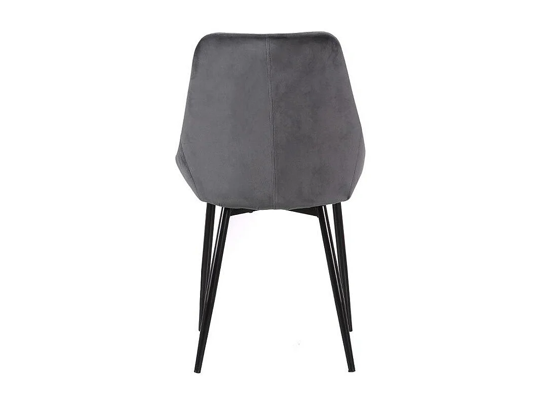 Stuhl 2er-Set - Samt & Schwarzes Metall - Anthrazit - MASURIE