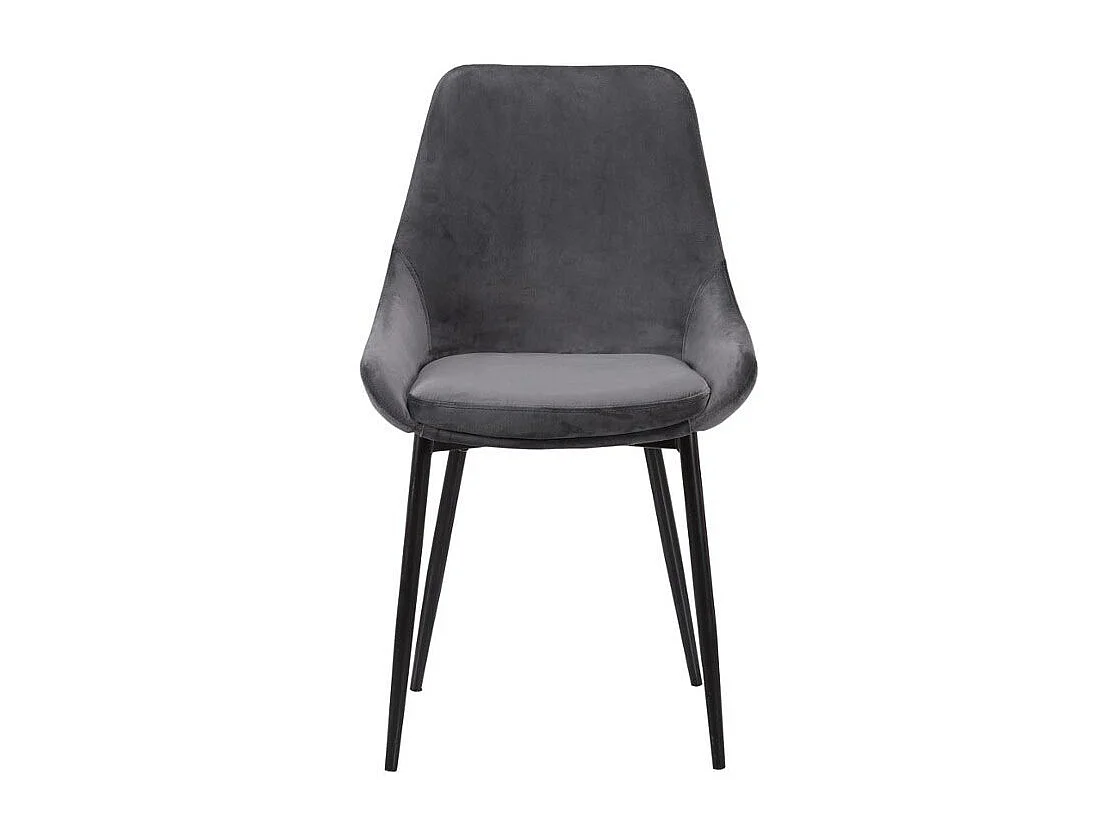 Stuhl 2er-Set - Samt & Schwarzes Metall - Anthrazit - MASURIE