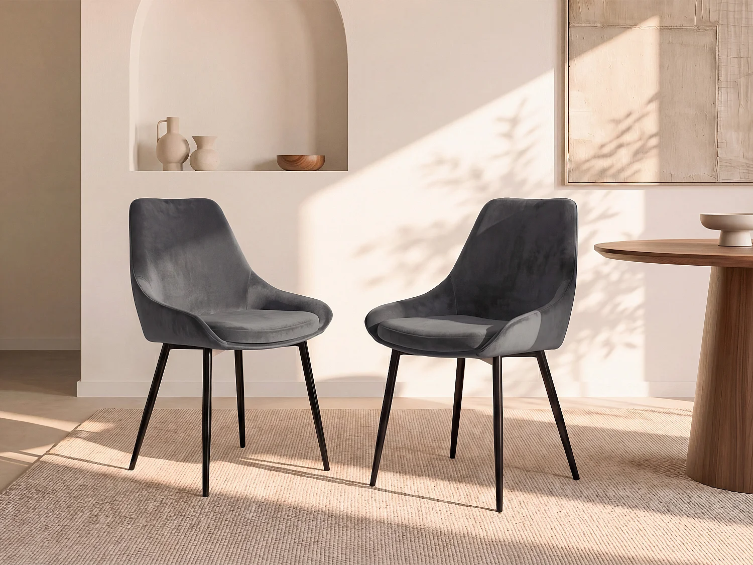 Set van 2 stoelen MASURIE - Fluweel - Grijs