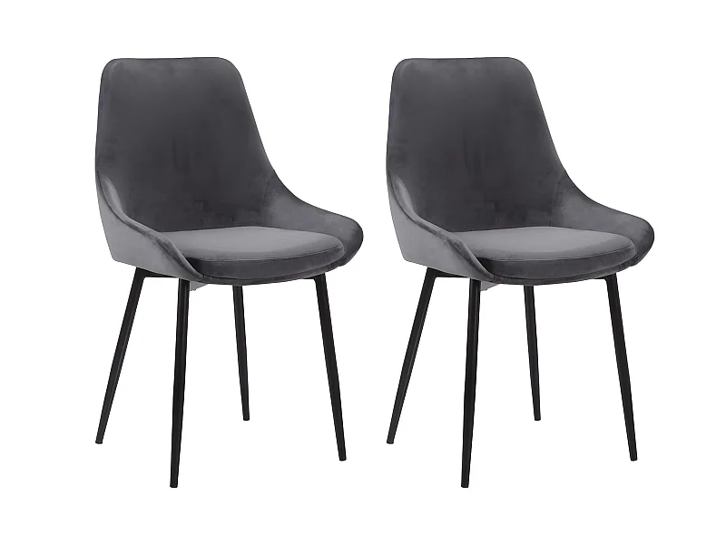 Set van 2 stoelen MASURIE - Fluweel - Grijs