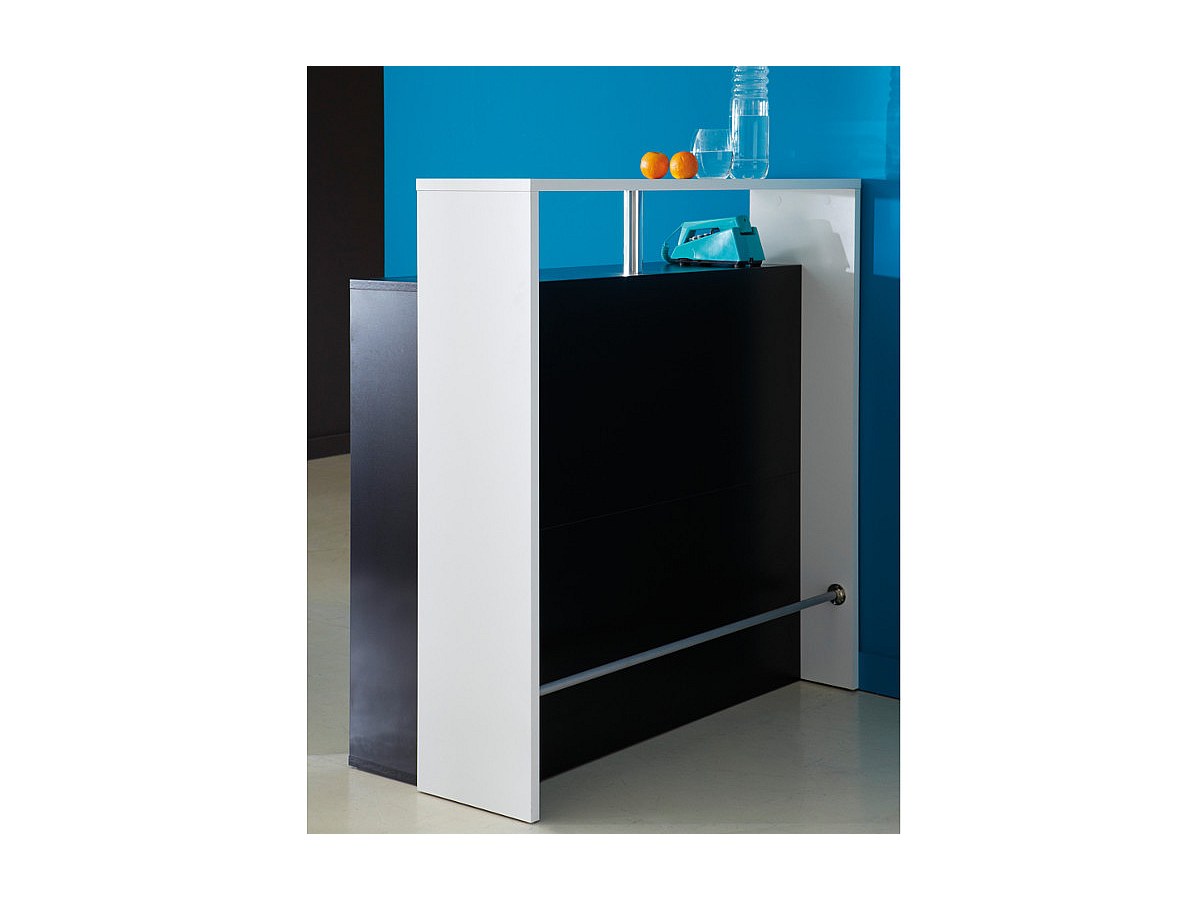 Mueble de Bar PRELUDE con compartimentos - Blanco y negro