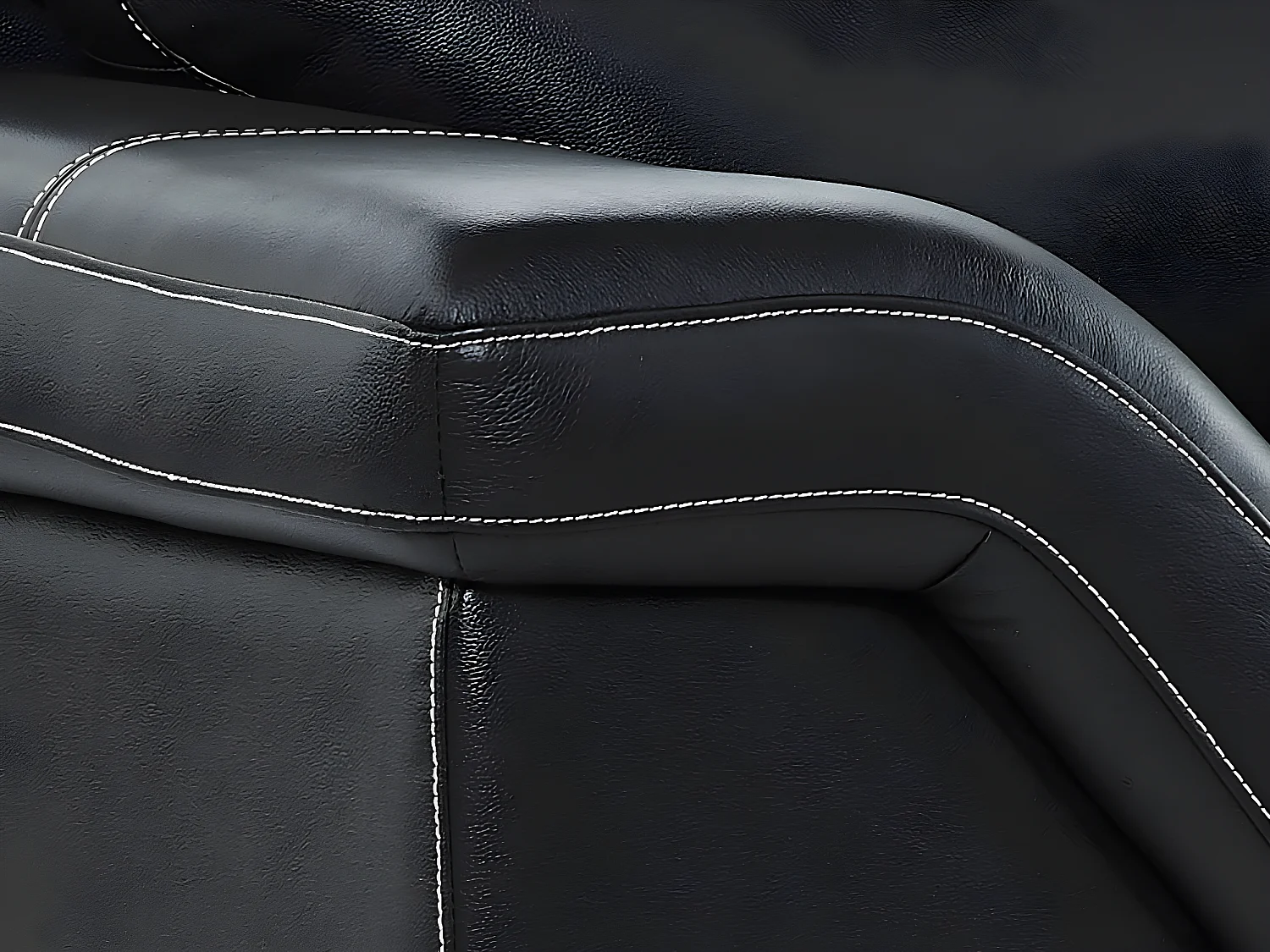 Sofá de 3+2 lugares em pele de búfalo Preto - MONIKA