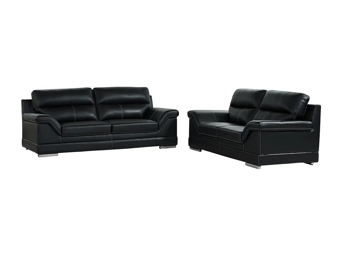 Canapés 3 places et 2 places en cuir de buffle MONIKA - Noir