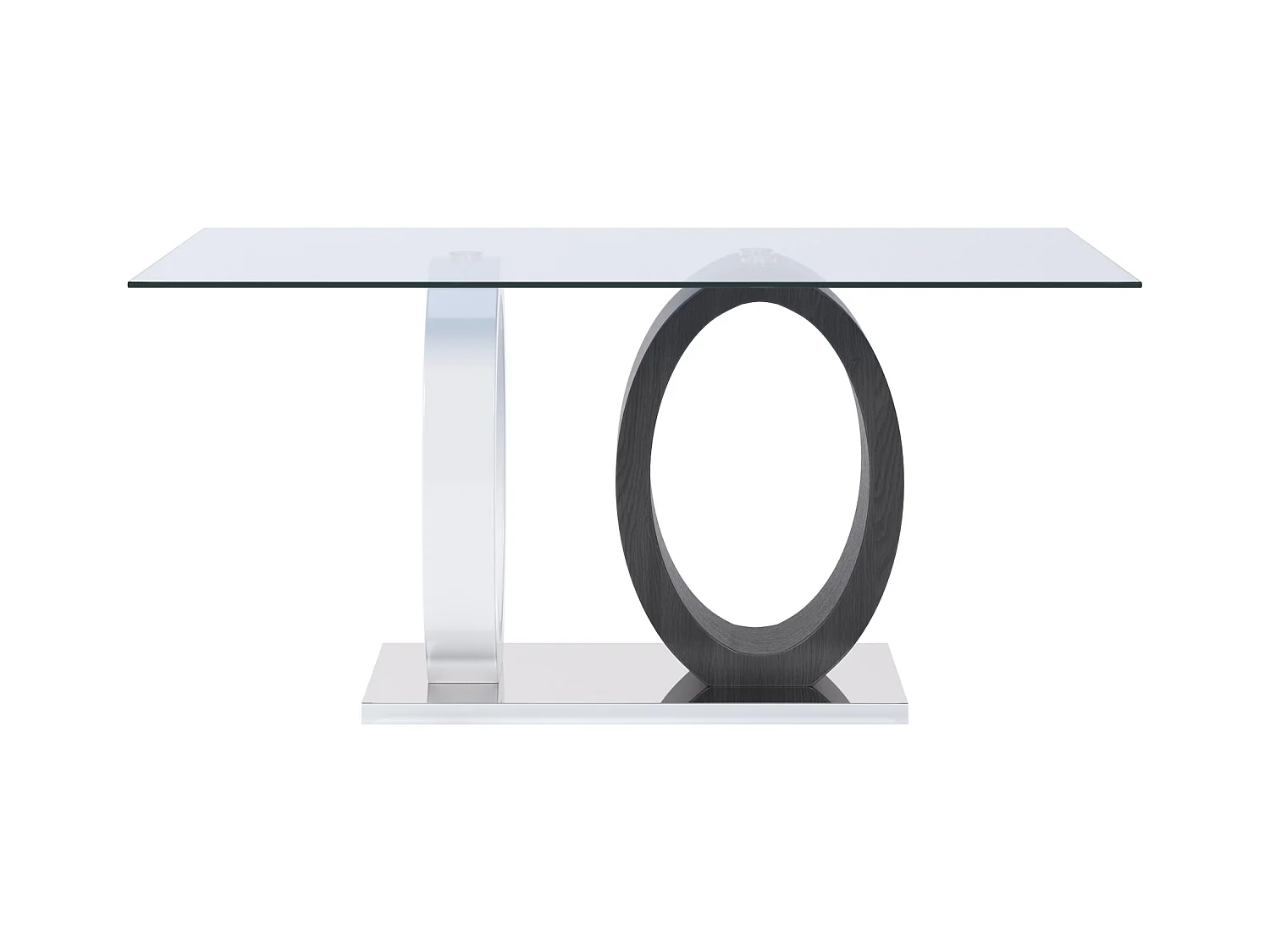 Mesa de comedor AYANE - Cristal templado y MDF - Gris y Blanco