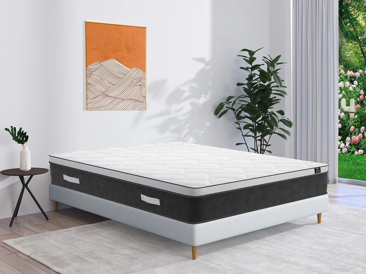 Matelas 200 x 200 cm hybride ressorts ensachés et mémoire de forme ép.25cm - ASTRIA Art Collection de YSMÉE