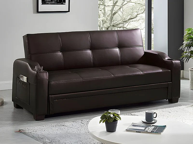 Klik Klak bedbank van kunstleer MIRELLA - Bruin