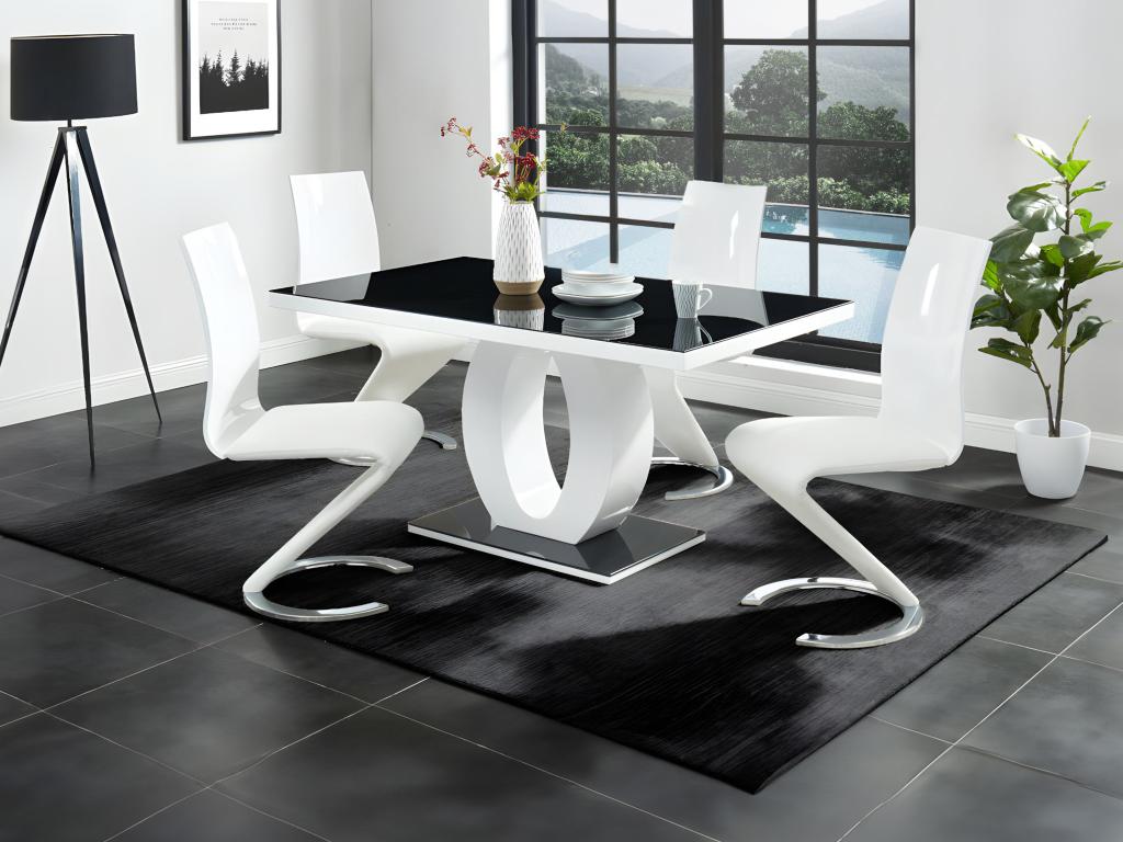 Esstisch - MDF & Glas - Weiß & Schwarz - TWIST günstig online kaufen